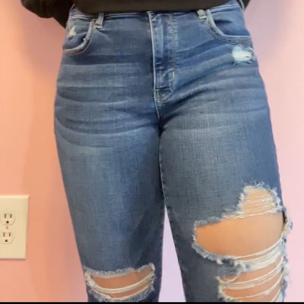 High Waisted Ripped Skinny Jeans | American Eagle
